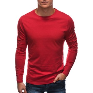 Czerwona koszulka z długim rękawem Edoti w stylu casual z bawełny