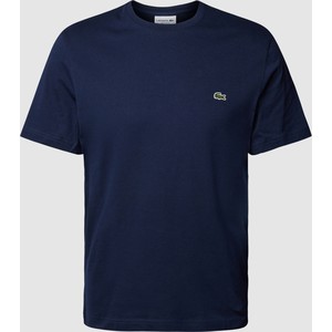 Granatowy t-shirt Lacoste w stylu casual z krótkim rękawem