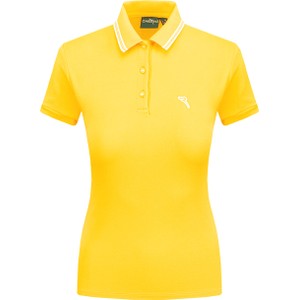 Żółty t-shirt Chervo z tkaniny z dekoltem w kształcie litery v w stylu casual