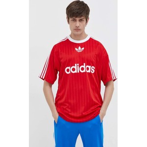 Czerwony t-shirt Adidas Originals z krótkim rękawem