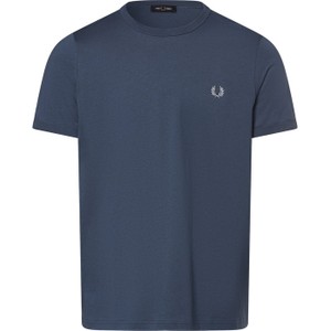 Niebieski t-shirt Fred Perry z krótkim rękawem w stylu casual z bawełny