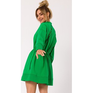 Zielona sukienka MOE z bawełny z długim rękawem mini