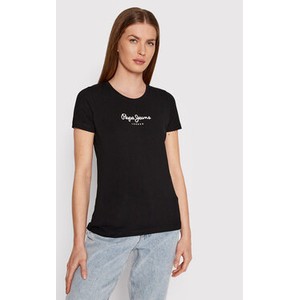 Czarny t-shirt Pepe Jeans z krótkim rękawem z okrągłym dekoltem