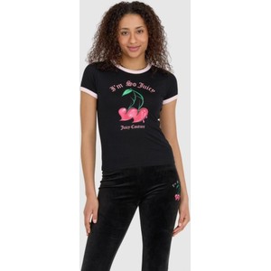 Czarny t-shirt Juicy Couture w młodzieżowym stylu z okrągłym dekoltem