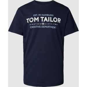 Granatowy t-shirt Tom Tailor w młodzieżowym stylu