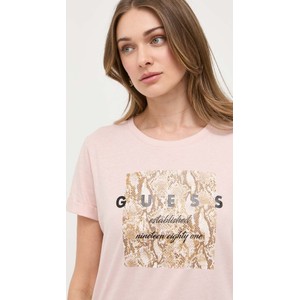 T-shirt Guess z nadrukiem z okrągłym dekoltem w młodzieżowym stylu