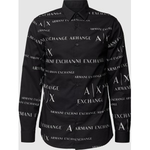 Czarna koszula Armani Exchange z długim rękawem w stylu casual z bawełny