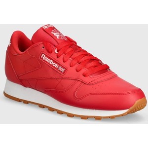 Czerwone buty sportowe Reebok Classic sznurowane ze skóry