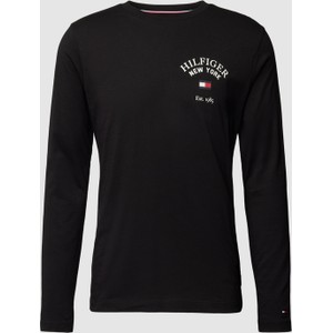 Czarna koszulka z długim rękawem Tommy Hilfiger w stylu casual z długim rękawem z bawełny