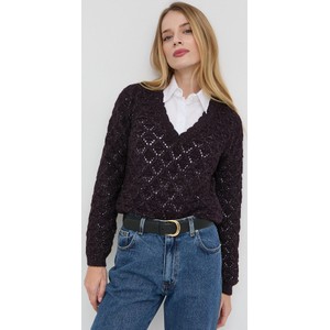 Fioletowy sweter Morgan z wełny w stylu casual