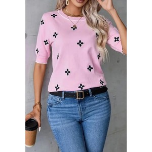 Różowa bluzka IVET z krótkim rękawem w stylu casual