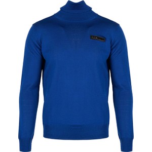 Niebieski sweter ubierzsie.com w stylu casual z wełny z golfem