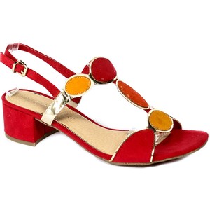 Czerwone sandały Marco Tozzi z klamrami