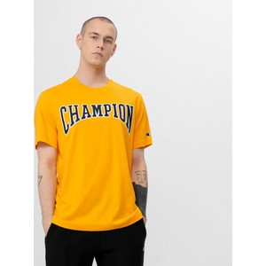 Żółty t-shirt Champion z krótkim rękawem w młodzieżowym stylu