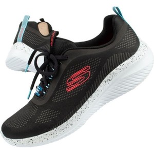 Czarne buty sportowe Skechers w sportowym stylu sznurowane z płaską podeszwą