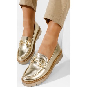 Złote buty Zapatos z płaską podeszwą
