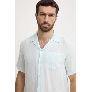 Niebieska koszula answear.com z klasycznym kołnierzykiem w stylu casual z lnu