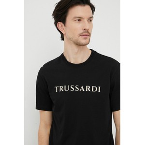 T-shirt Trussardi z nadrukiem z bawełny z krótkim rękawem