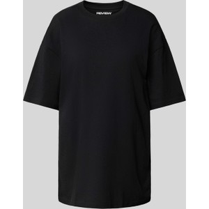 Czarny t-shirt Review z okrągłym dekoltem w stylu casual