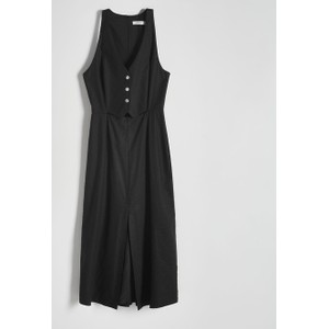 Czarna sukienka Reserved prosta z tkaniny midi