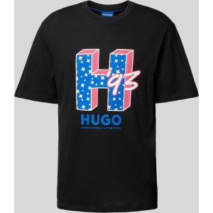 Czarny t-shirt Hugo Blue z krótkim rękawem