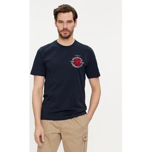 Granatowy t-shirt Aeronautica Militare z nadrukiem z krótkim rękawem
