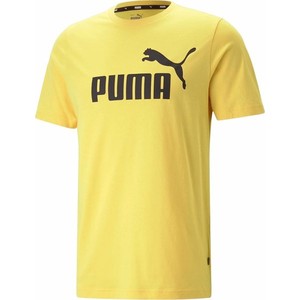 Żółty t-shirt Puma w sportowym stylu z bawełny