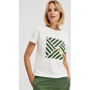 T-shirt Moodo.pl z okrągłym dekoltem z krótkim rękawem w geometryczne wzory