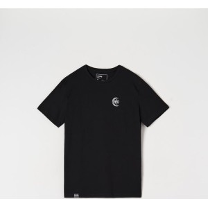 Czarny t-shirt Sinsay z krótkim rękawem w stylu casual z bawełny