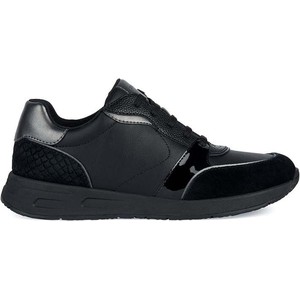 Czarne buty sportowe Geox ze skóry z płaską podeszwą w sportowym stylu