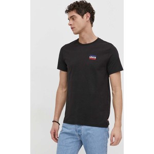 Czarny t-shirt Levis z bawełny z nadrukiem w stylu casual