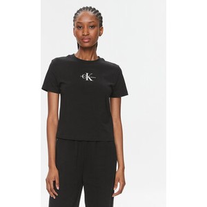 Czarna bluzka Calvin Klein w stylu casual z krótkim rękawem