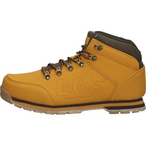Żółte buty trekkingowe Lee Cooper z nubuku