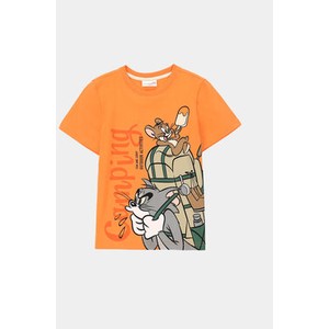 Pomarańczowa koszulka dziecięca MODIVO z krótkim rękawem