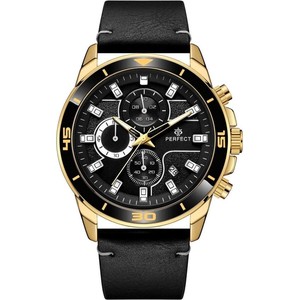 Merg Czarny zegarek męski na pasku duży solidny Perfect CH02L czarny