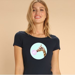 T-shirt Wooop z bawełny w młodzieżowym stylu z okrągłym dekoltem