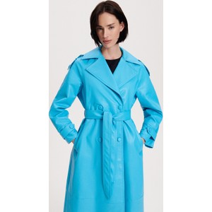 Niebieski płaszcz Reserved w stylu casual ze skóry