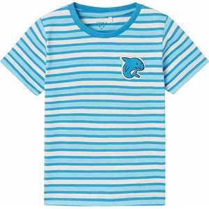 Niebieska koszulka dziecięca Name it dla chłopców w paseczki