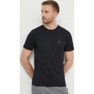 Czarny t-shirt Hugo Boss z bawełny z krótkim rękawem