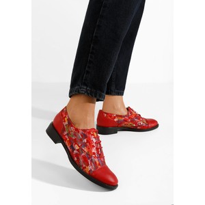 Czerwone półbuty Zapatos z płaską podeszwą sznurowane w stylu casual