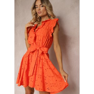 Pomarańczowa sukienka Renee z bawełny mini w stylu casual