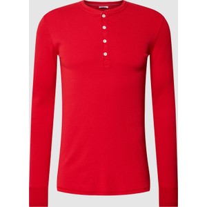 Czerwona koszulka z długim rękawem Schiesser z bawełny z długim rękawem
