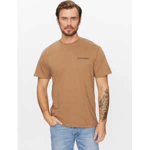 Brązowy t-shirt Jack & Jones z krótkim rękawem w stylu casual