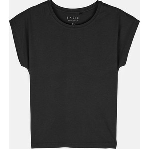 Czarny t-shirt Gate w stylu casual z bawełny