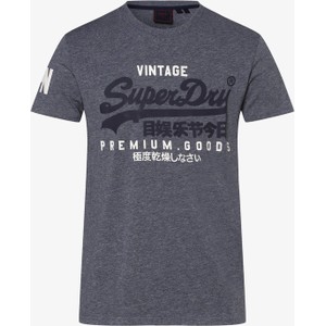 Granatowy t-shirt Superdry w młodzieżowym stylu z krótkim rękawem