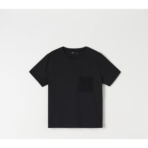 Czarny t-shirt Sinsay z okrągłym dekoltem w stylu casual