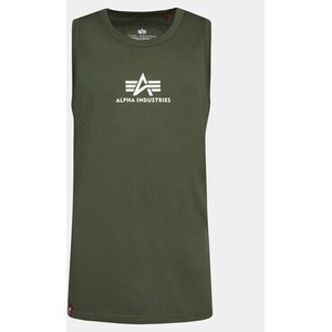 Zielony t-shirt Alpha Industries w młodzieżowym stylu z krótkim rękawem