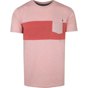Różowy t-shirt Porthal z krótkim rękawem z bawełny w stylu casual