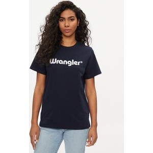 Granatowy t-shirt Wrangler z krótkim rękawem