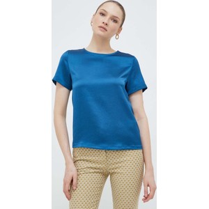 Niebieski t-shirt MaxMara w stylu casual z okrągłym dekoltem z krótkim rękawem